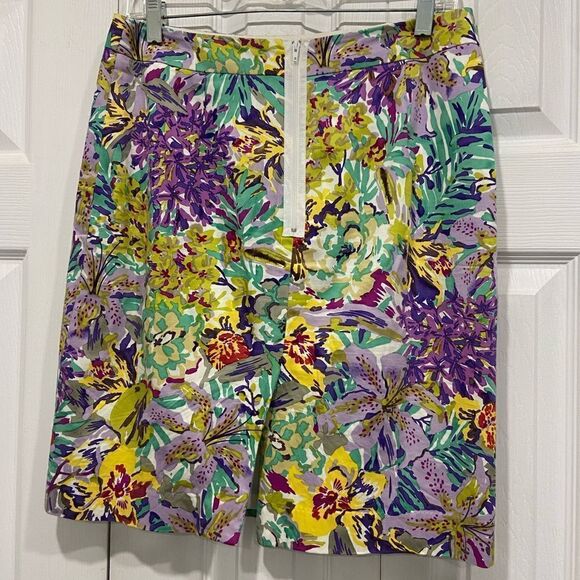 ECCOCI tropical floral skirt exposed zipper back slit size 2 - Picture 5 of 7